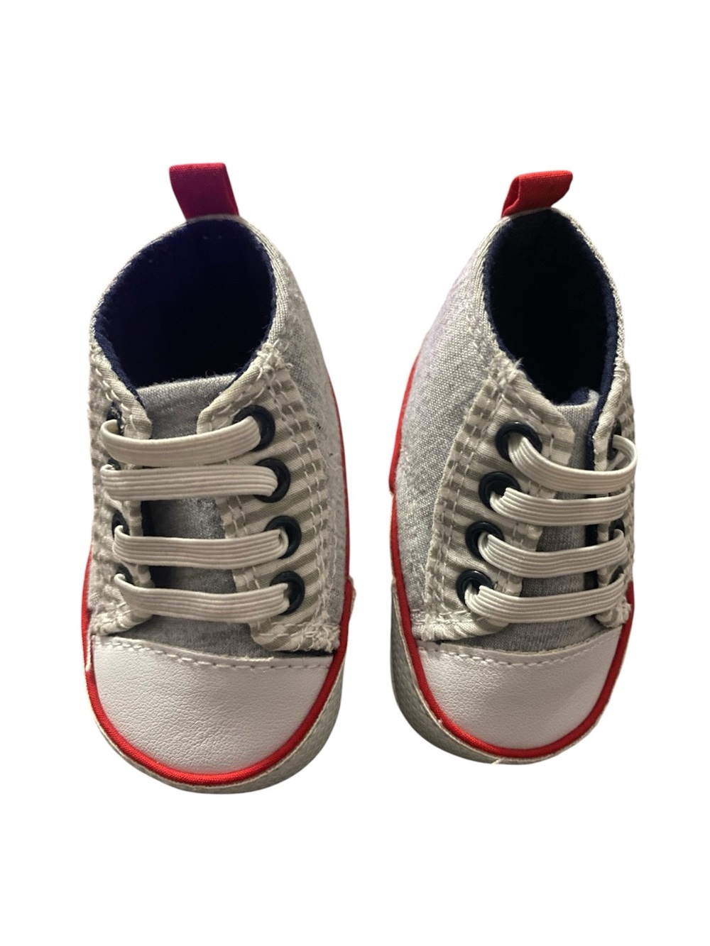 Carter's Gray and Red Baby Lace-Up Walker Shoes